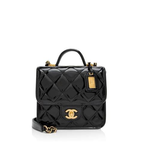 chanel mini flap bag patent|CHANEL Patent School Memory Mini Top Handle Flap Black .